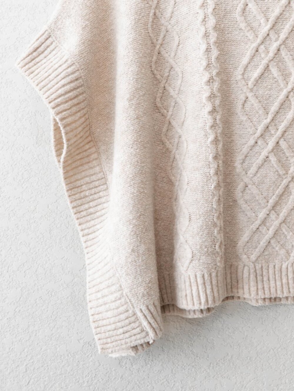 MNG Cream Cable Knit Sweater Poncho Size 9-10 Turtleneck Cozy Oversized Knit - Picture 13 of 14